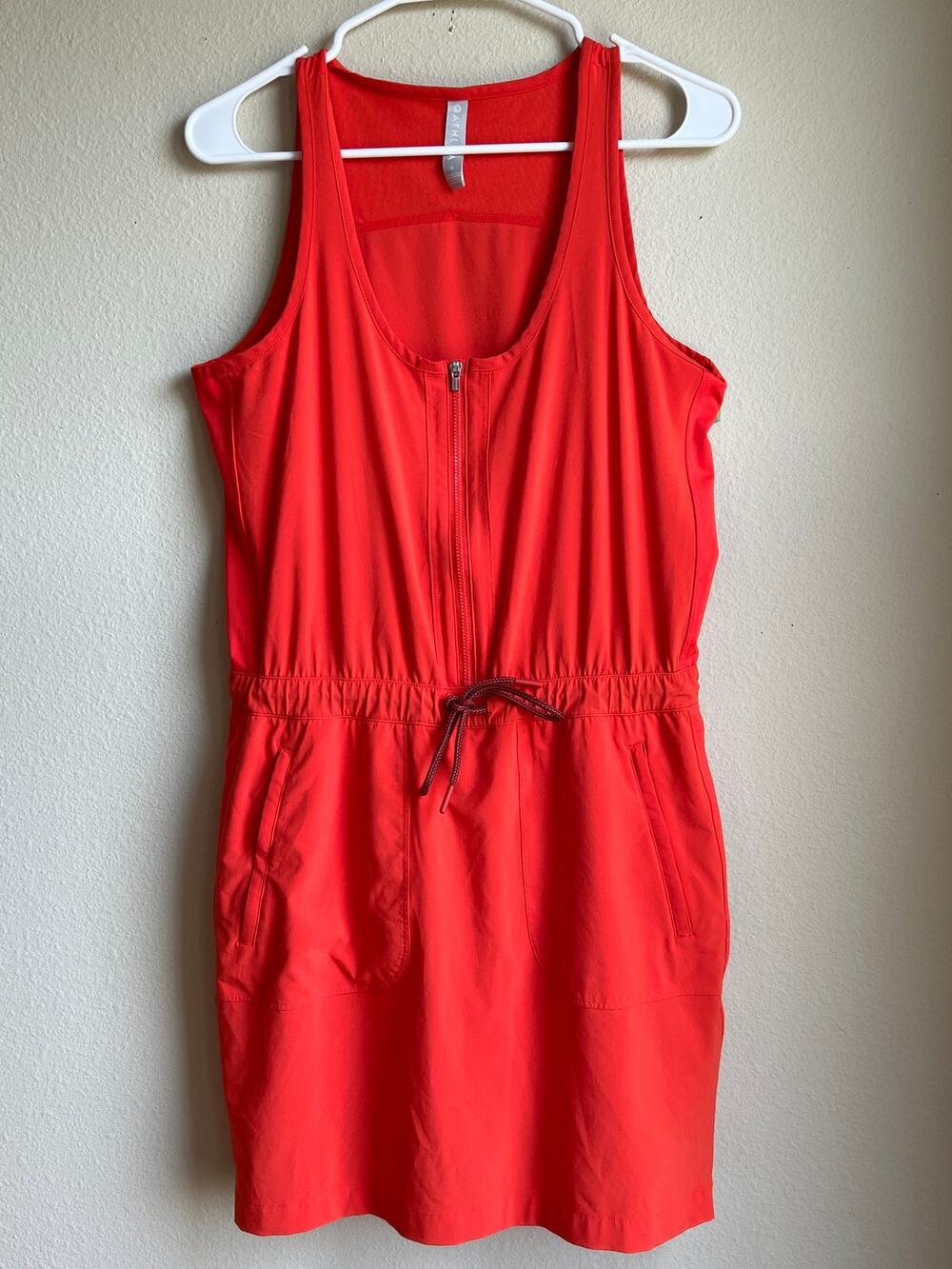 Athleta Switchstep Dress Romper Bulit in Shorts 2-In-1 Coral Red Sleeveless 6